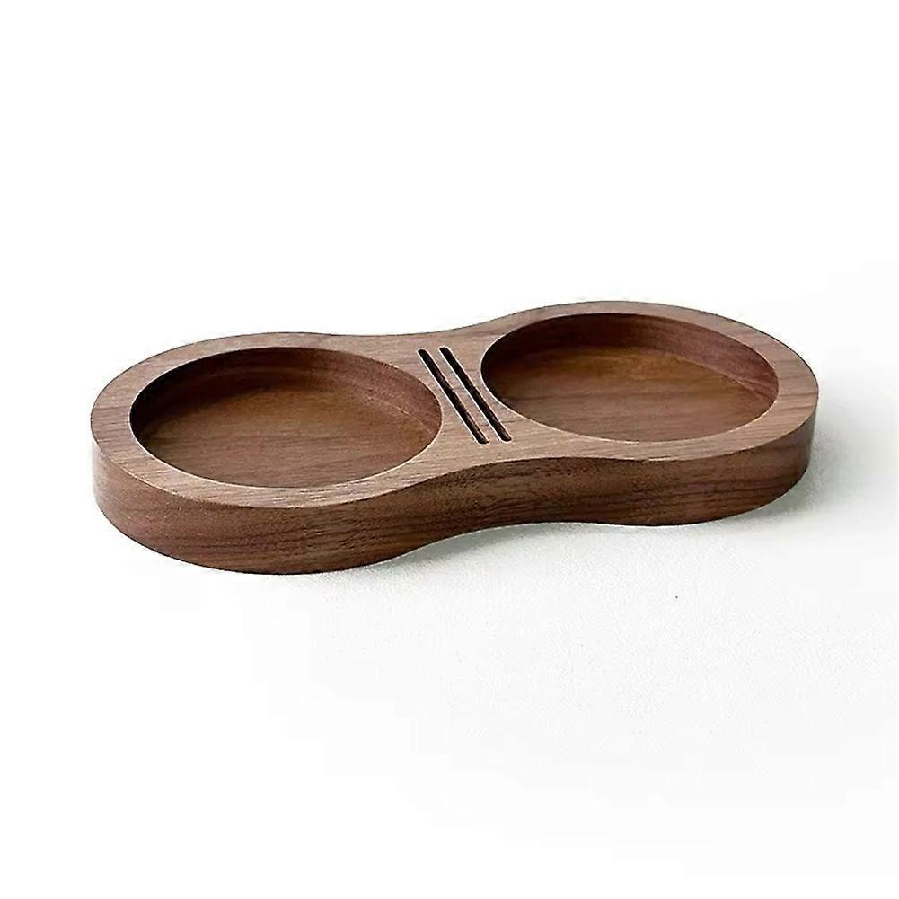 Universal Coffee Utensil Storage Base, 51-58mm Walnut Powder Dispenser & Water Distribution Network