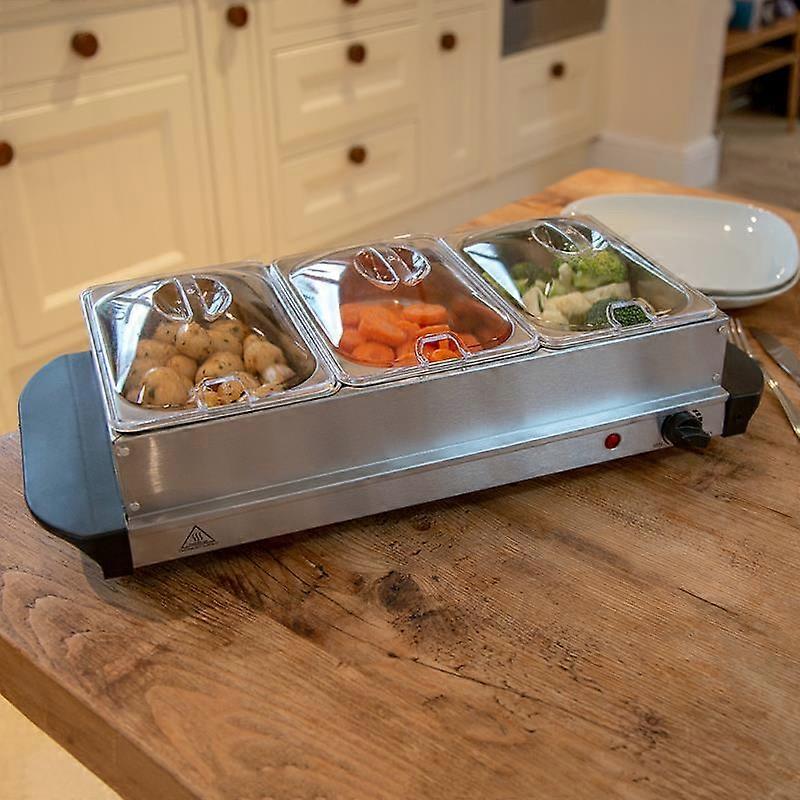 200W Multi Function 3 X 1.5 Litre Pan Buffet Server And Warming Tray Hotplate