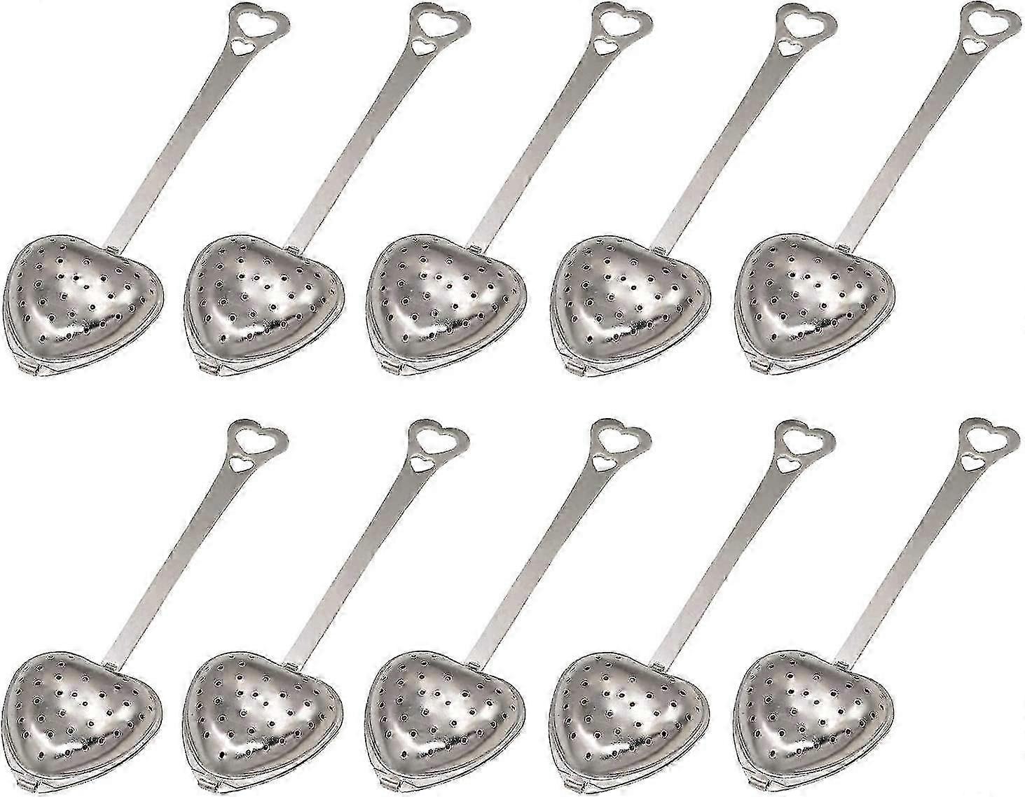 Rostfritt stål tesil Långgreppsinfuser Hjärtformad teinfuser - 10 stycken f26