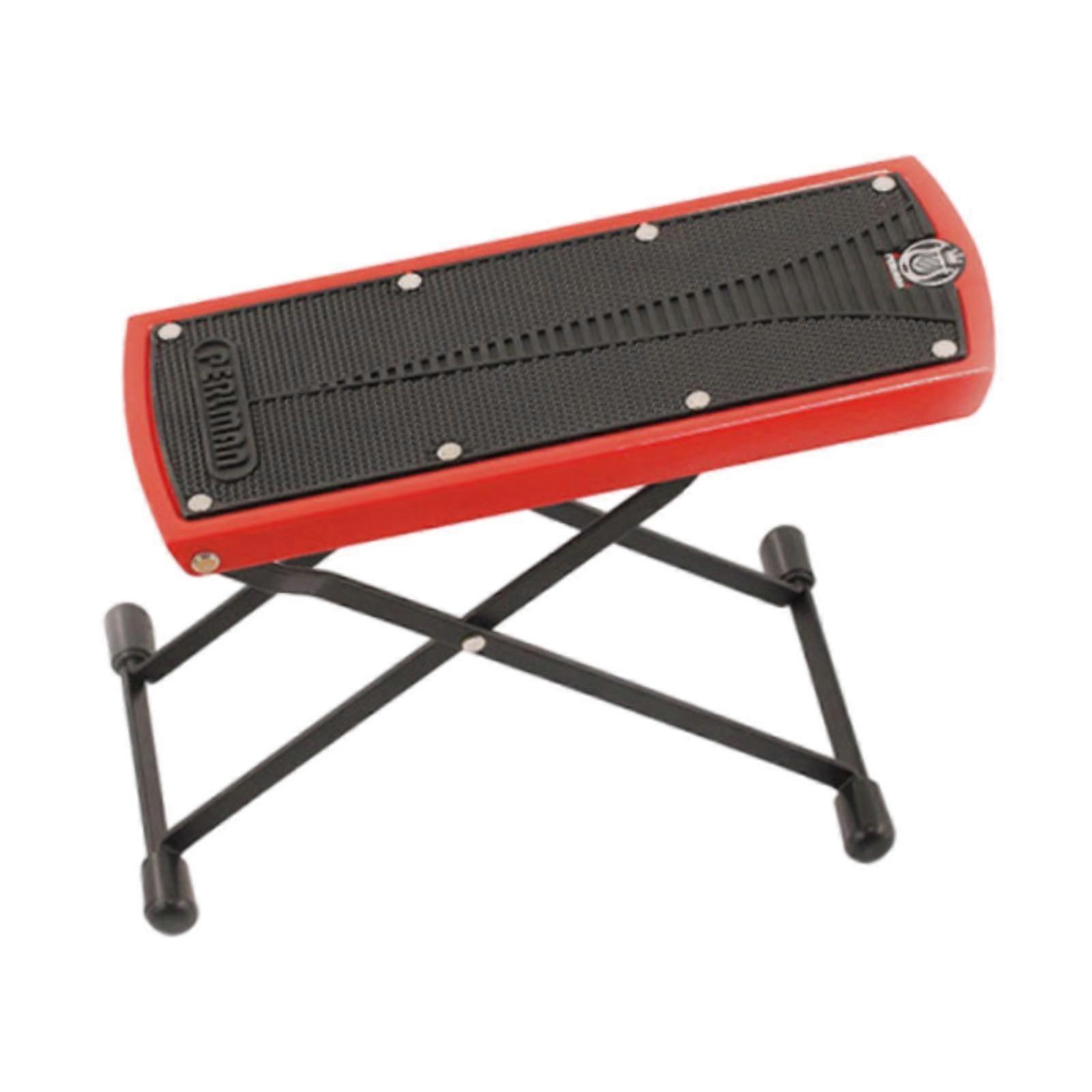 Guitar Foot Stool Foldable 6 Position Height Adjustable for Ukulele Acoustic Red