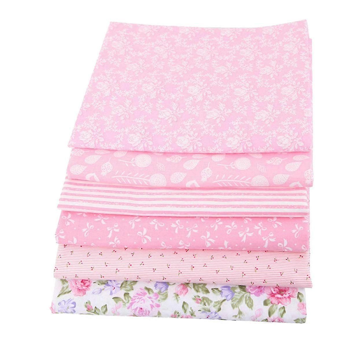 6Pcs Fabric Bundle Patchwork,Sewing Patchwork Beautiful Pattern Cloths compatible with DIY Scrapbooking (Pink)