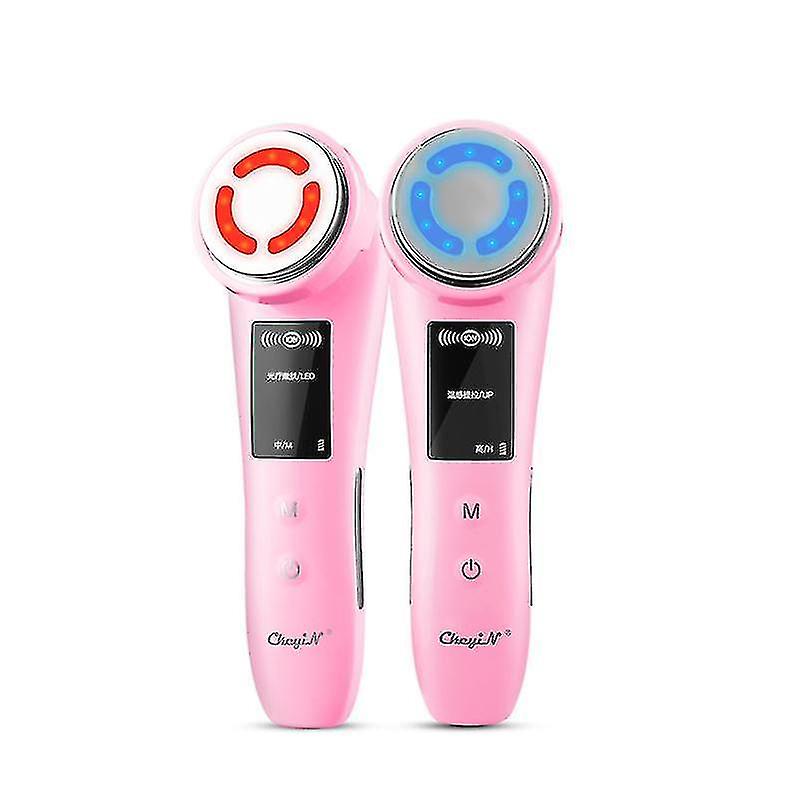 5 In 1 Ems Face Lifting Cool Facial Massager Sonic Ion Led Photon Anti Aging Skin  (pink)