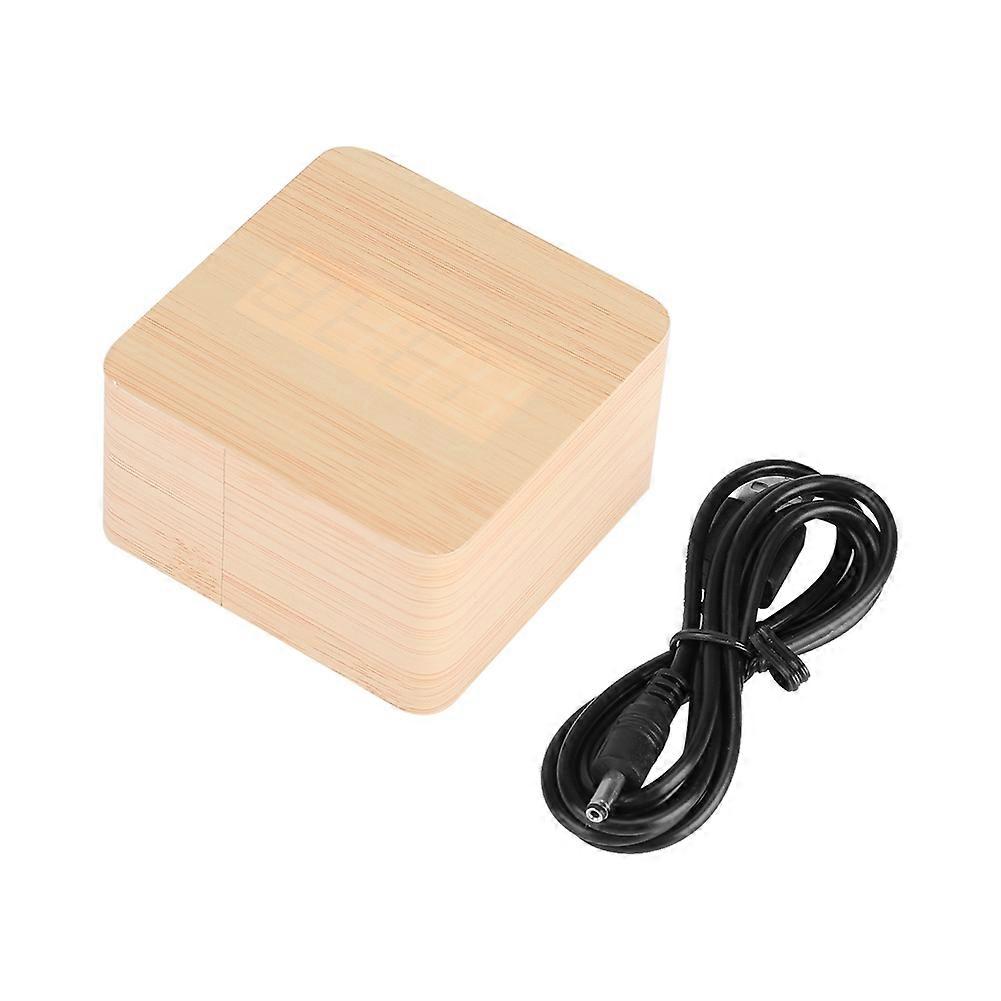 Wooden Digital Alarm Clock with Temperature Display, Voice Control, and Modern Design for Desk Use - Model #3