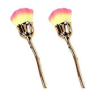 Pincéis macios da composição do pó da fibra sintética, escovas multifuncionais da composição para corar e aplicação do pó com um projeto da flor de Rosa, durável