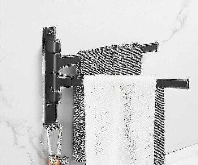 Matta musta kylpyhuone kääntyvä pyyhetanko tilaa säästää swinging rack seinä asennettu pidike koukut