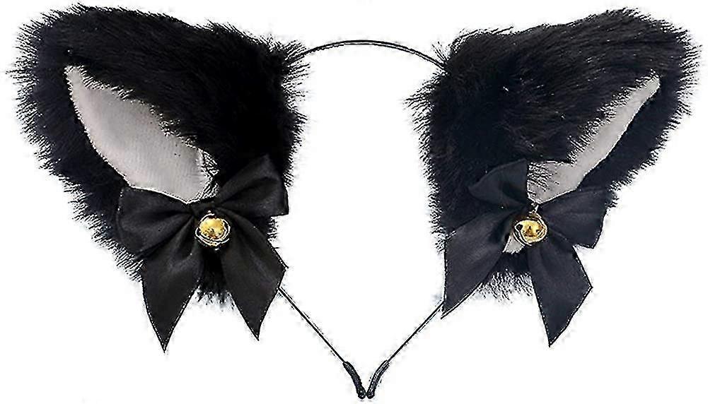 アニメかわいいキツネ猫耳ヘッドバンドベル付きコスプレガールぬいぐるみ猫耳ヘッドウェア