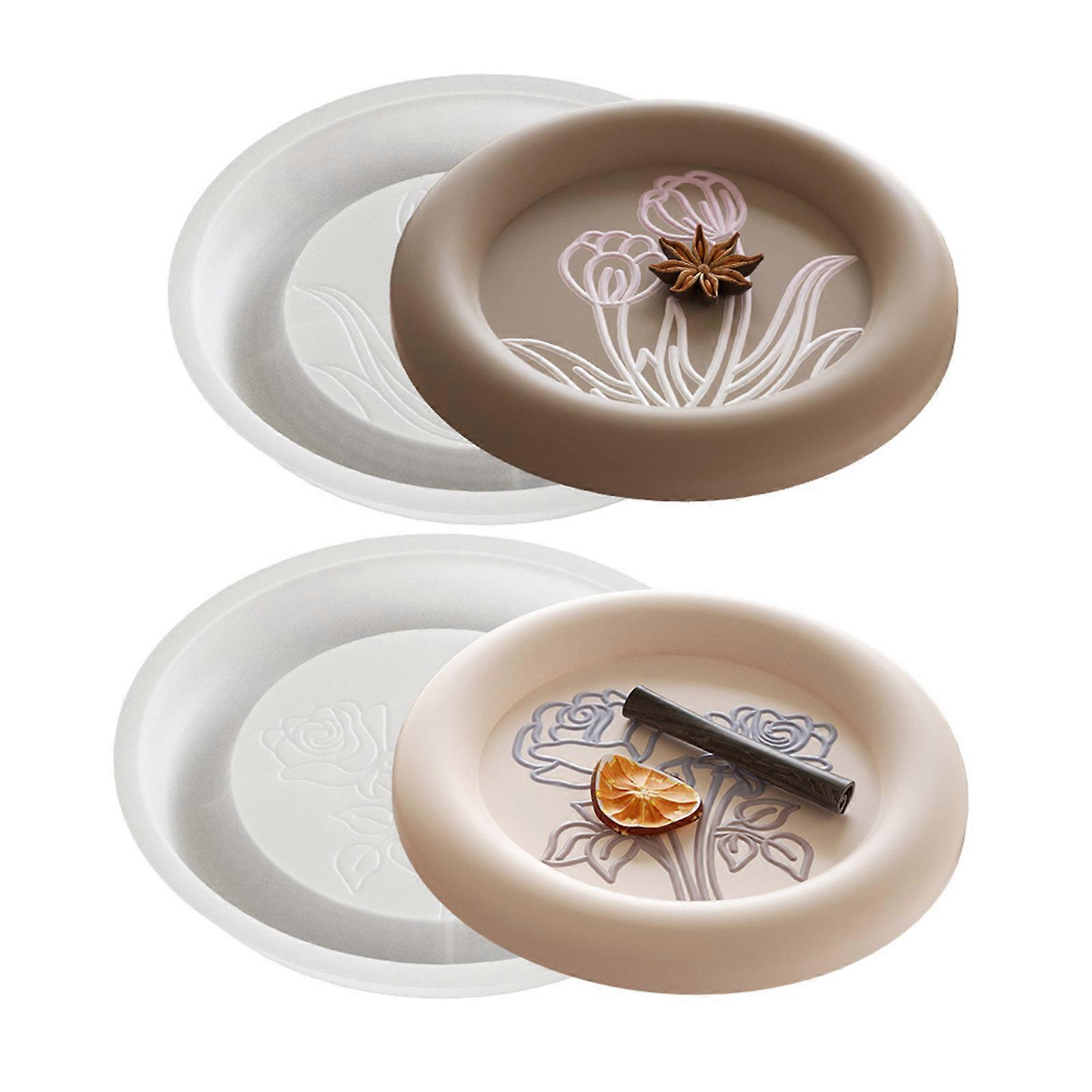 Silicone Resin Mold Resin Tray Molds Silicone Plate Molds Round Tray Shape Suitable for Crafting and Table Decoration