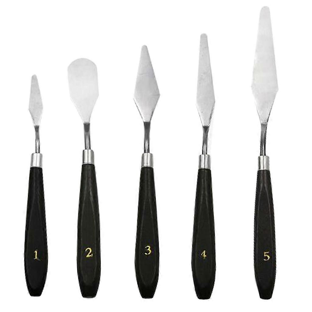 5x עץ ידית מתכת פלטת סכין מרית שמן מרקם אקריליק ציור אמנות כלי