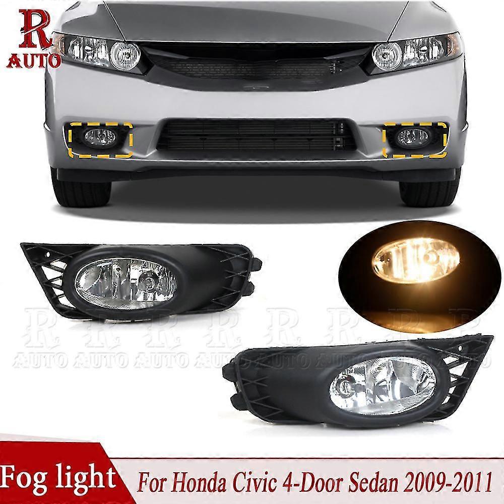 Be suitable for R-auto Car Front Bumper Fog Light Left Right With Light Bulbs Fog Lamp Assembly For Honda Civic 4-door Sedan 2009 2010 2011