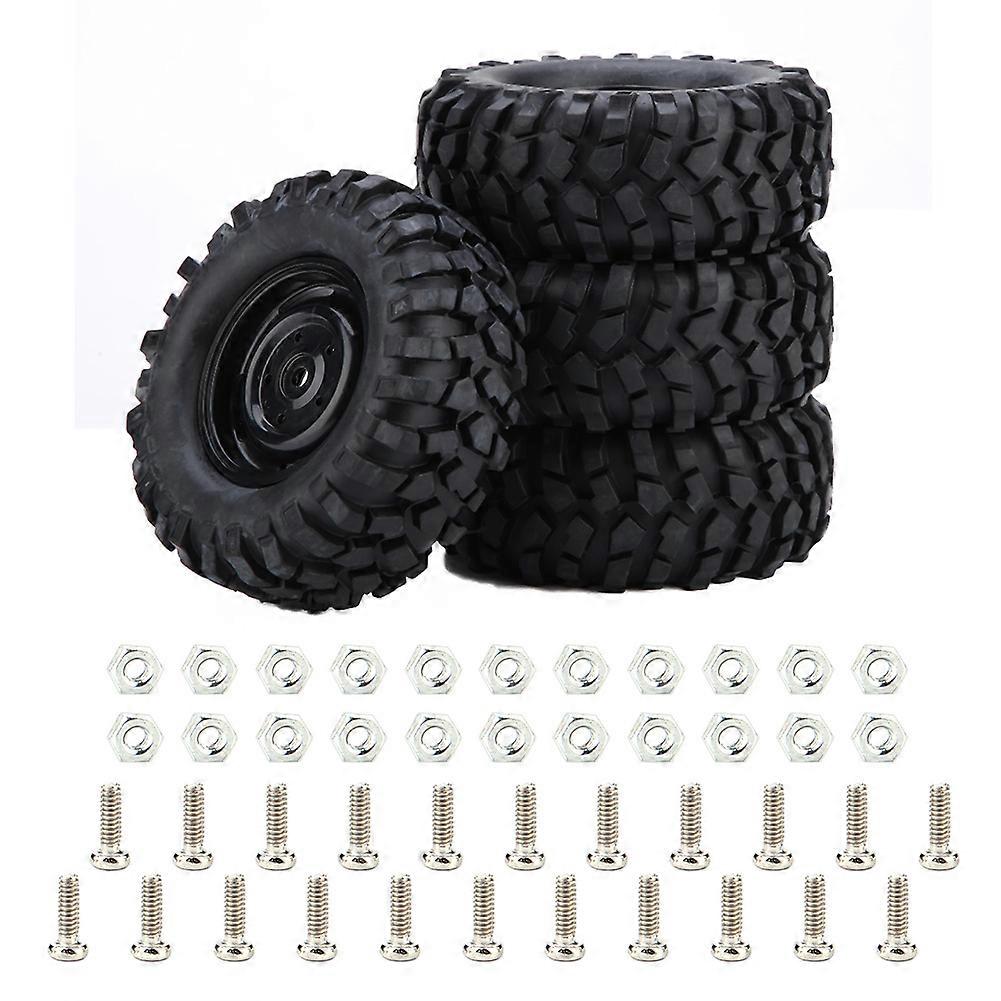 4pcs Set 1:10 Rubber Tires for Rock Crawler Off Road RC Car, Durable High Traction Replacement Tyres for Remote Control Vehicles