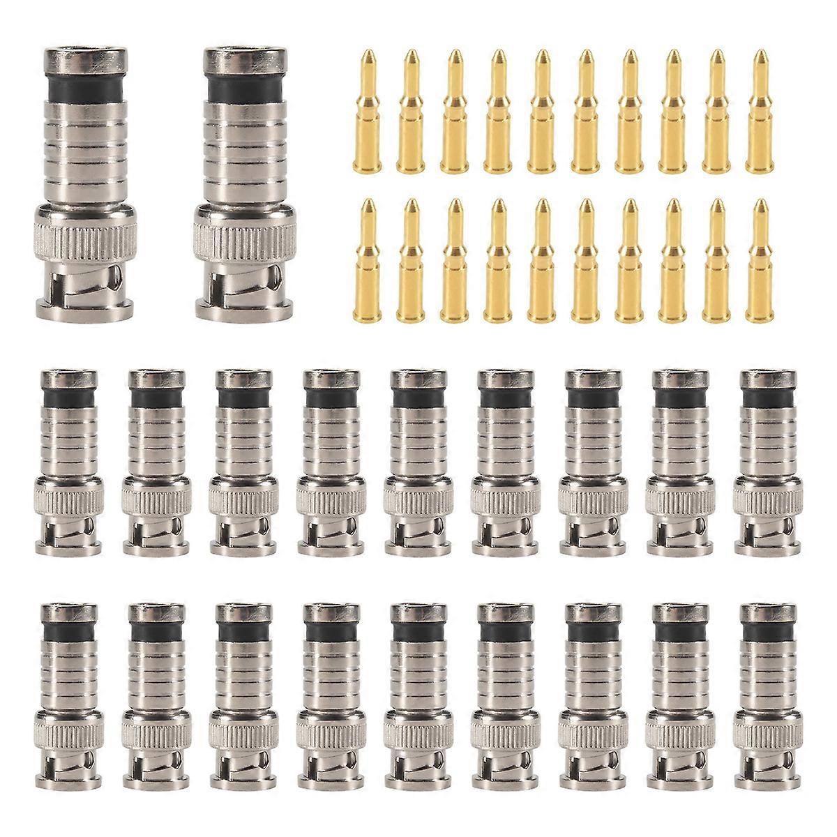 20 Pcs BNC Compression Connector 75 Ohm Coupler with Copper Pin for RG58-59 Crimper Video Plug Exten