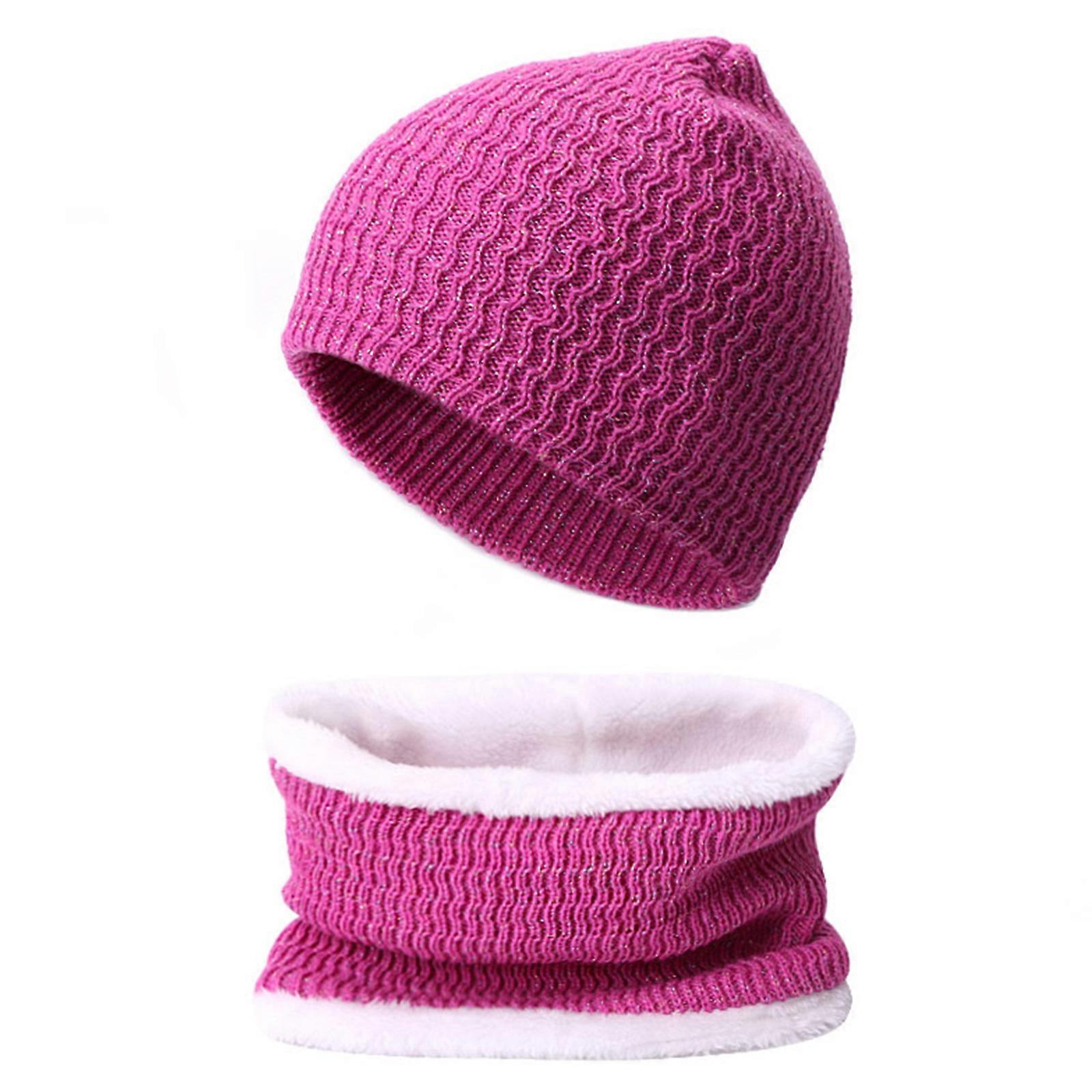 2 قطعة الشتاء قبعة صغيرة قبعة دائرة وشاح مجموعة متماسكة كاب الجمجمة أفخم اصطف الرقبة أكثر دفئا HP