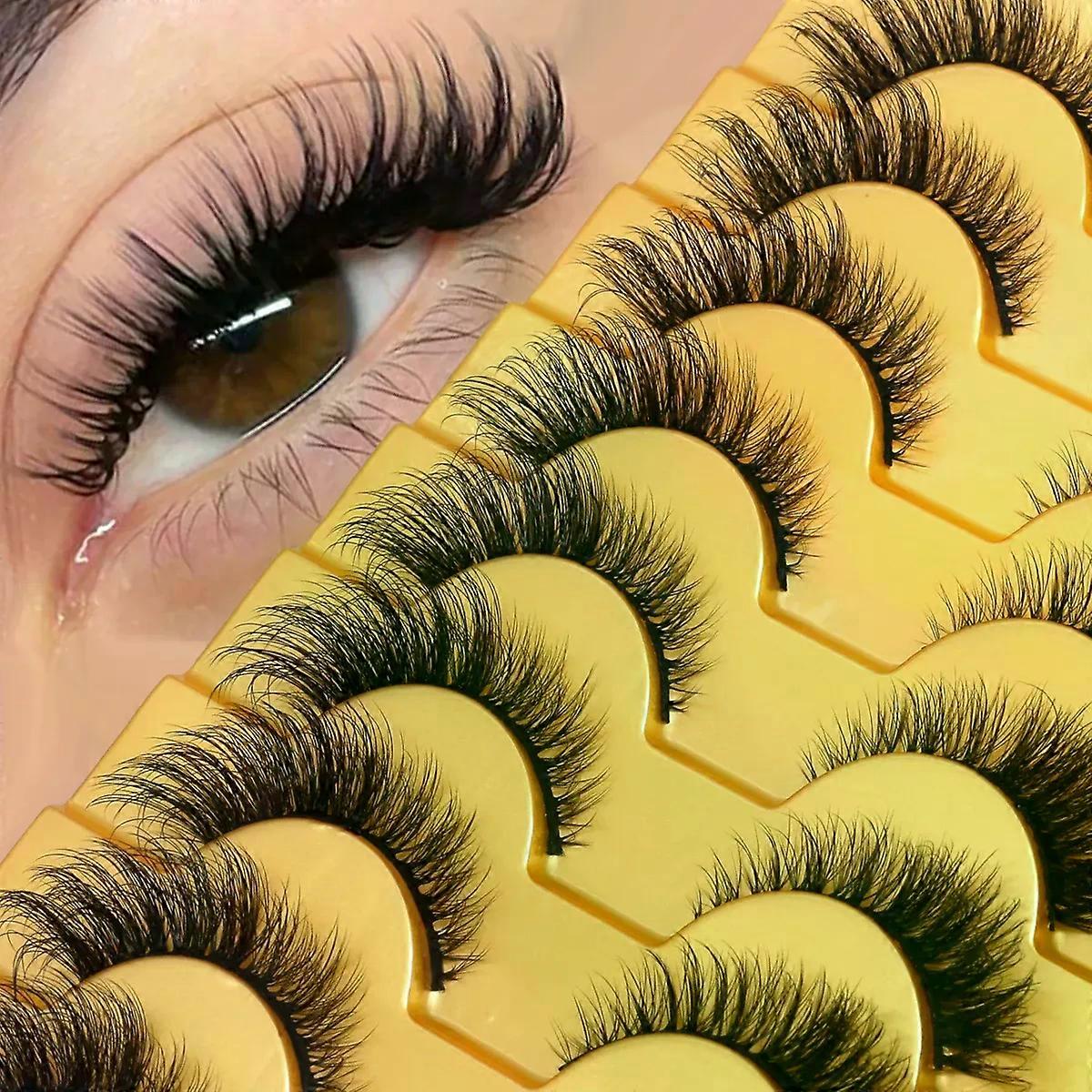 GROINNEYA Cat Eye Lashes Faux Mink Eyelashes Winged End Eye Elongated Eyelashes Fake Lashes Natural long Eyelashes Extension