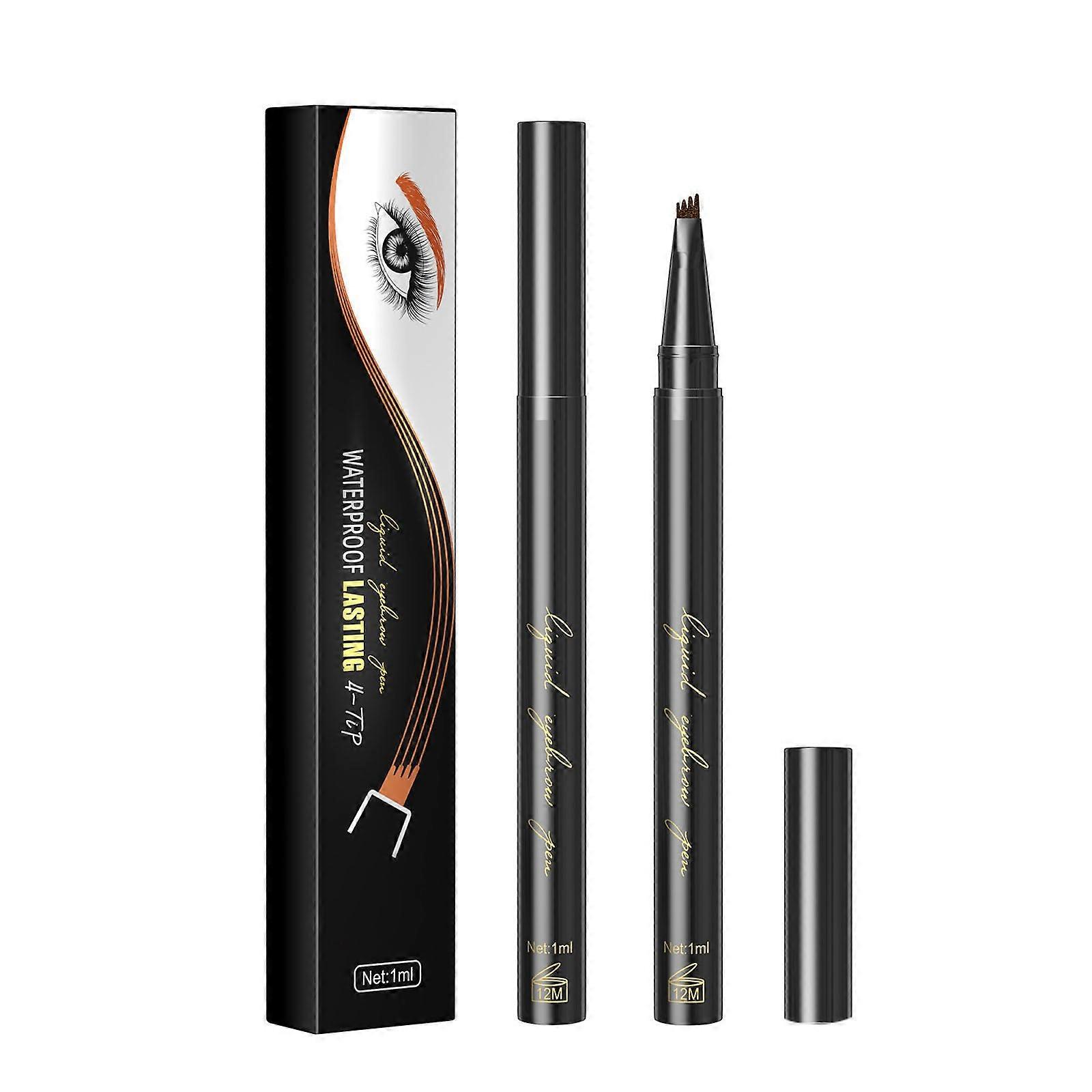 Eyebrow Pencil For Eye Makeup Microblading Eyebrow Pen Liquid Brow Pencil With 4-Fork Tip Long-Lasting Smudgeproof Create Natural Travel-friendly Size
