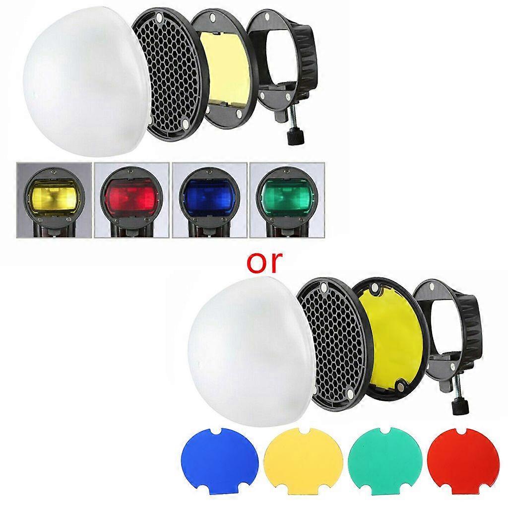 Replacement Flash Speedlight Honeycomb Grid 4 Color Filters Diffuser Ball