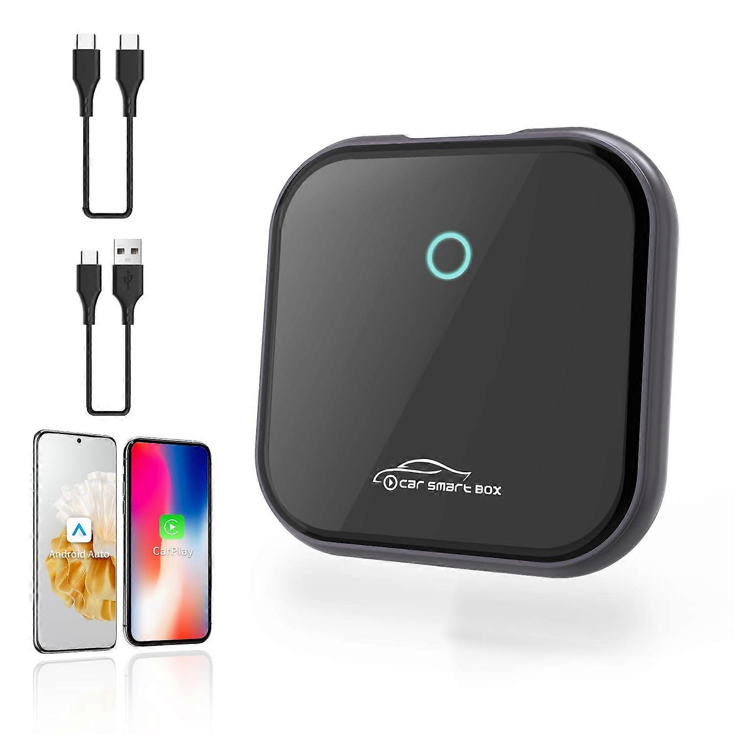 1 Piece Wireless CarPlay Android Auto Adapter for Factory Wired CarPlay Cars in Deep Gray