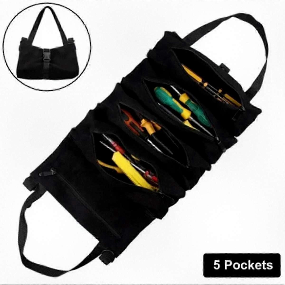 Versatile Utility Pouch with Multiple Pockets for Hardware Tools, Compact Roll-Up Design for Portable Tool Organization