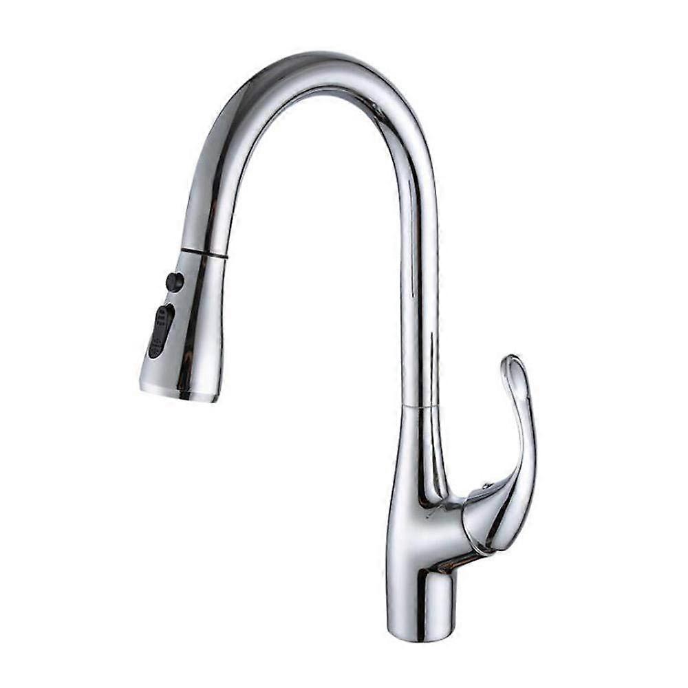 Kitchen Faucets with Pull Down Sprayer 360°Rotating hot and Cold Water Faucet 2 Modes, Brass Telescopic, for Laundry Table, Sink, Sink-Black(Chrome)