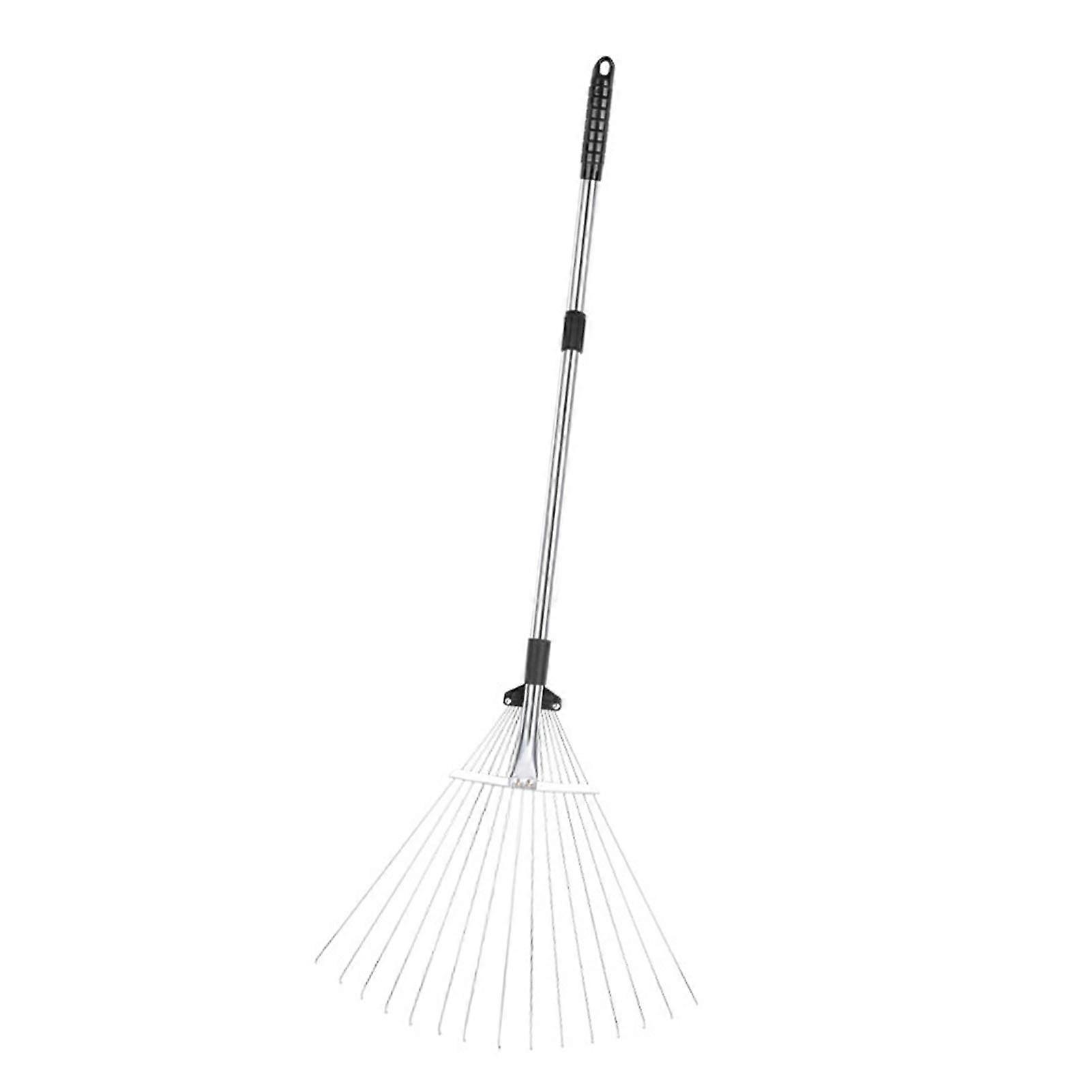 Adjustable Aluminum Alloy Garden Leaf Rake 15 Teeth Collapsible