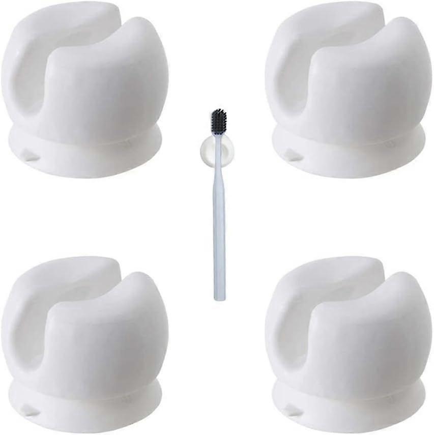 4 Pcs Toothbrush Holder with Suction Cup Wall-Mounted Toothbrush Holder Multi-Function Wall Storage Hook