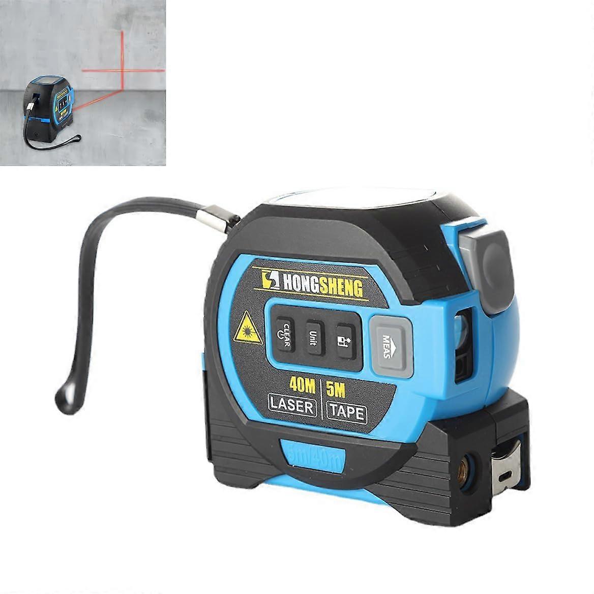 The Almighty Ruler Tape Measure, Digital Ranging Tape Measure, 3-in-1 Laser Rangefinder,with LCD Display (Blue, 40m)