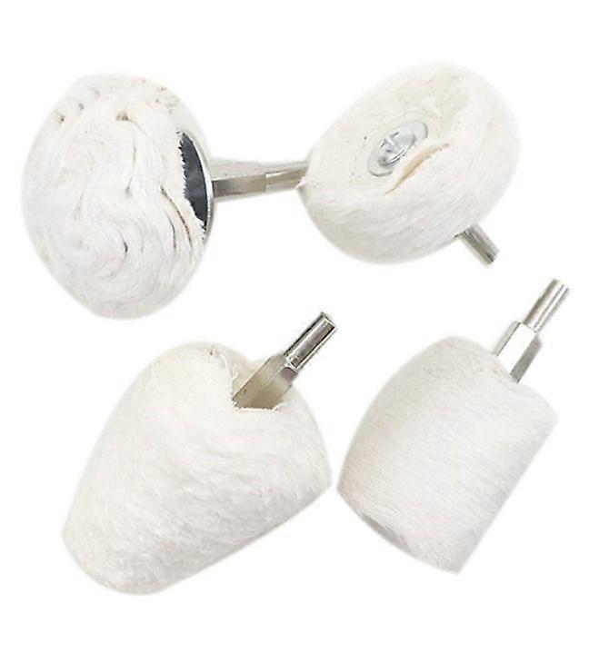 Polishing cap and sponge With cloth handle White cloth wheel T-type flannel wheel grinding head(4 sets of polishing cloth wheels)