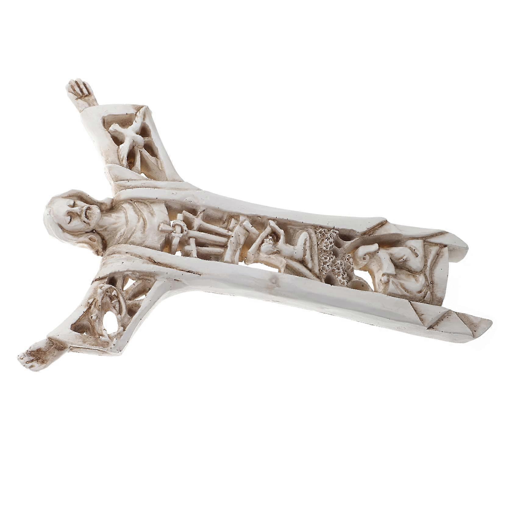 Resin Cross Wall Hanging Decor for Home and Church, Rustic Grain Design, Faith Based Religious Wall Art for Spiritual Spaces