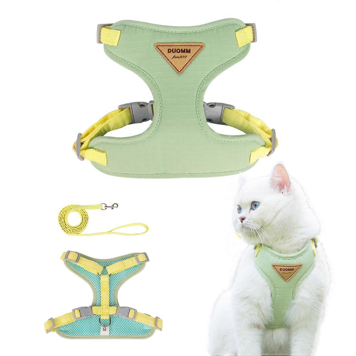 EscapeProof Cat Harness and Leash Set Adjustable and Comfortable Ideal for Walking Cat Outdoors Fits Kittens, Medium, and Large Cats (Green, S)