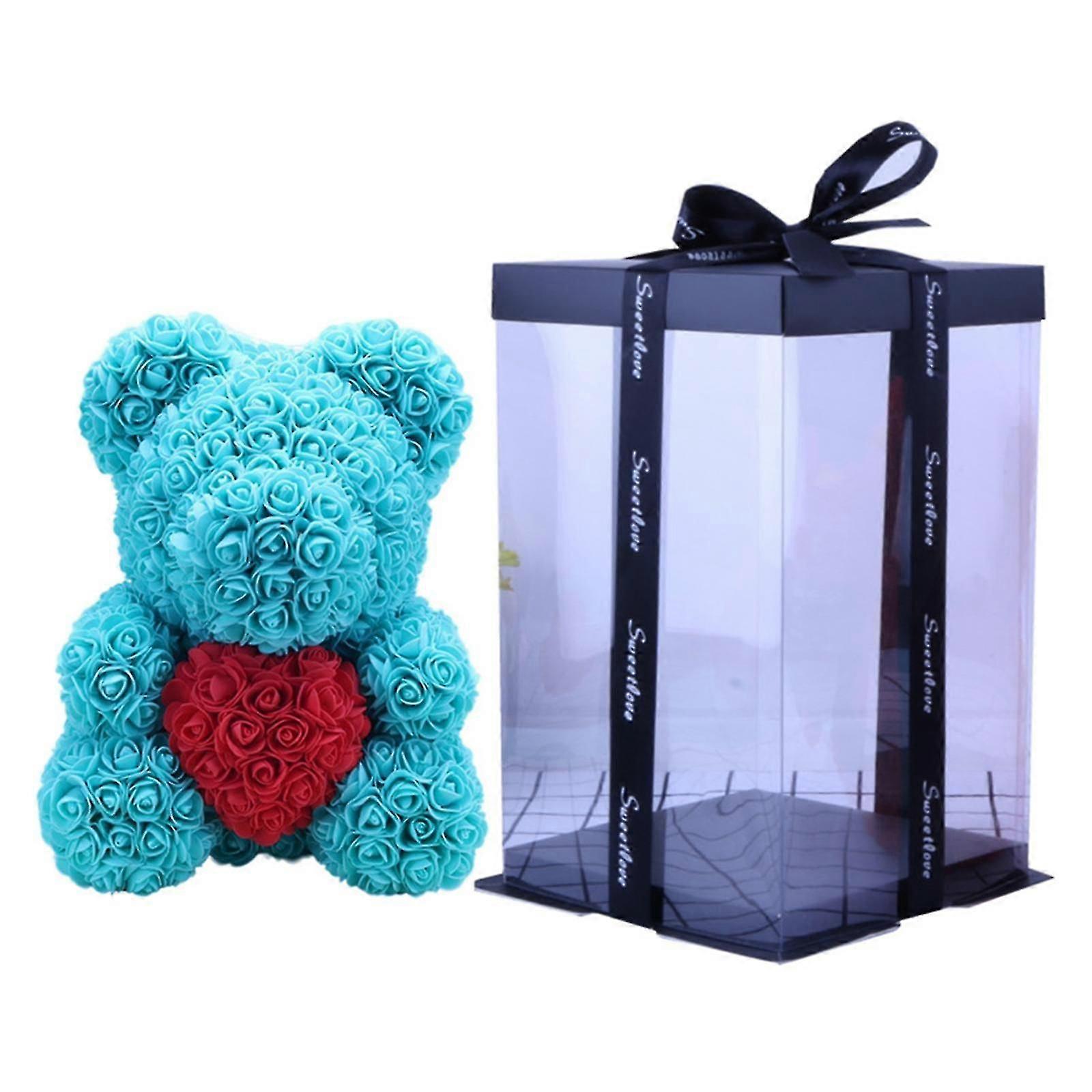 Rose Bear Artificial Flower Foam Eternal Life For Valentine"s Day Gifts Home Decoration 25/40cm With Gift Box Teddy