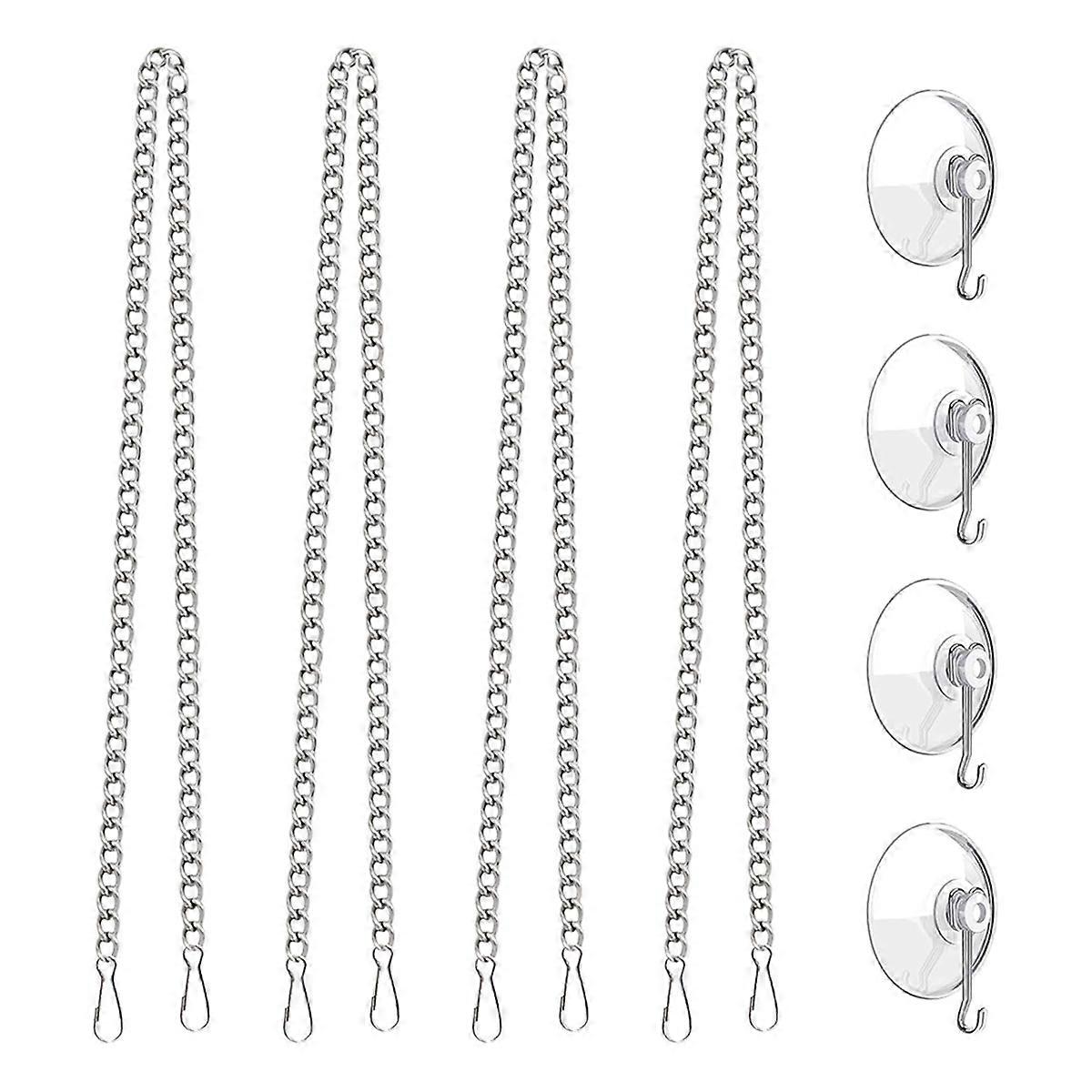 Stained Glass Window Hanging Chain with Suction Cup Hooks, 4 Pcs 20 Inch Picture Hanging Chain Sunsh