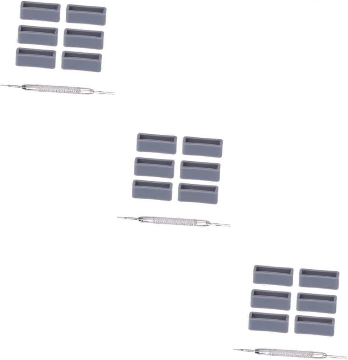 Sets Watch Band Strap Loop Mm Silicone Retainer Replacement for Watch Grey Pcs