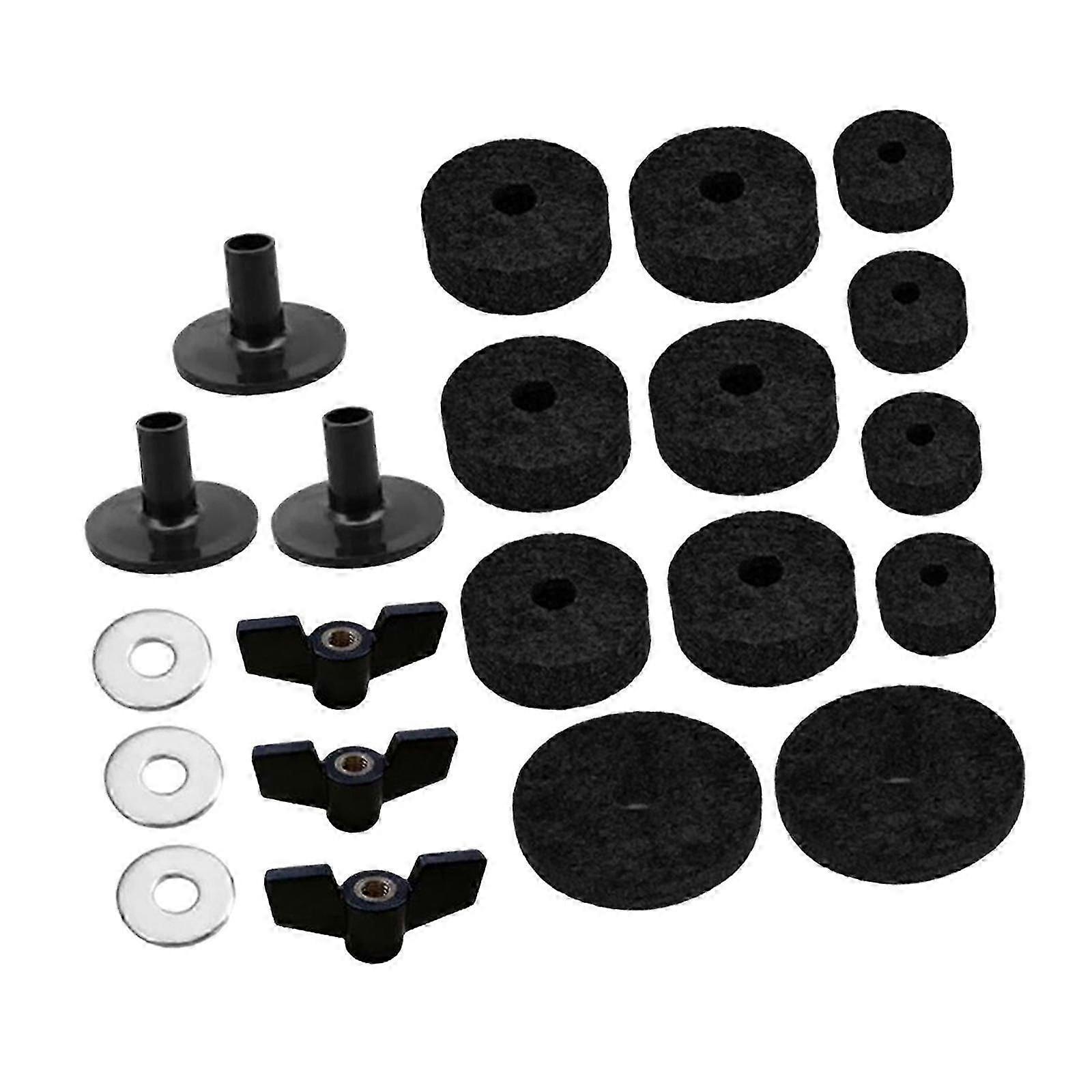 21x Cymbal Replacement Accessories, Cymbal Stand Felts, Drum Cymbal Felts Pads Include Wing Nuts, Washers, Cymbal Sleeves
