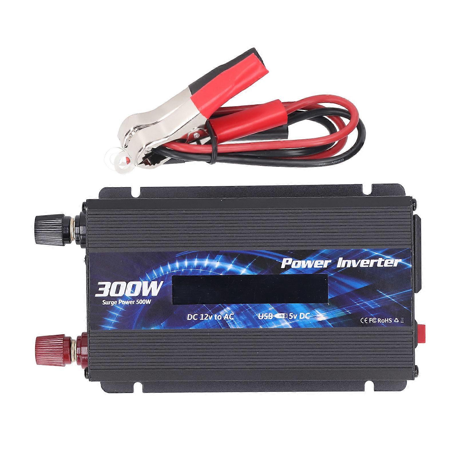 Car Power Inverter Modified Sine Wave Converter with 2.0A USB Port Cooling Fan LCD Screen 300W DC12V to AC110V