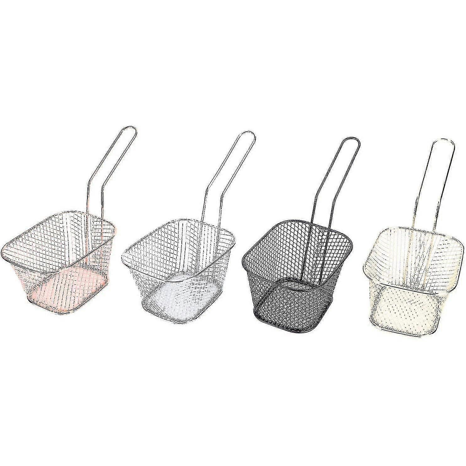 4pcs/set French Fries Frying Basket Less Steel Square Fried Food Filter Net Fried Food Table S