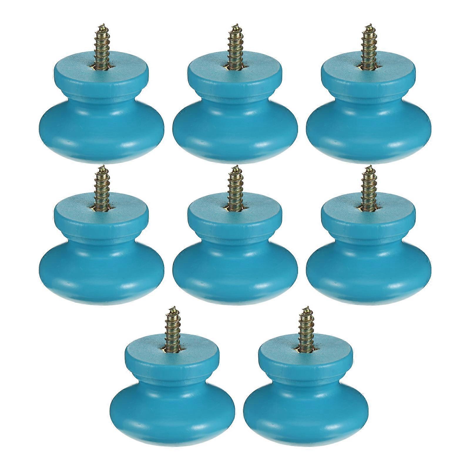 8pcs Wood Door Knobs Sturdy Round Handles for Wardrobe and Drawer Use
