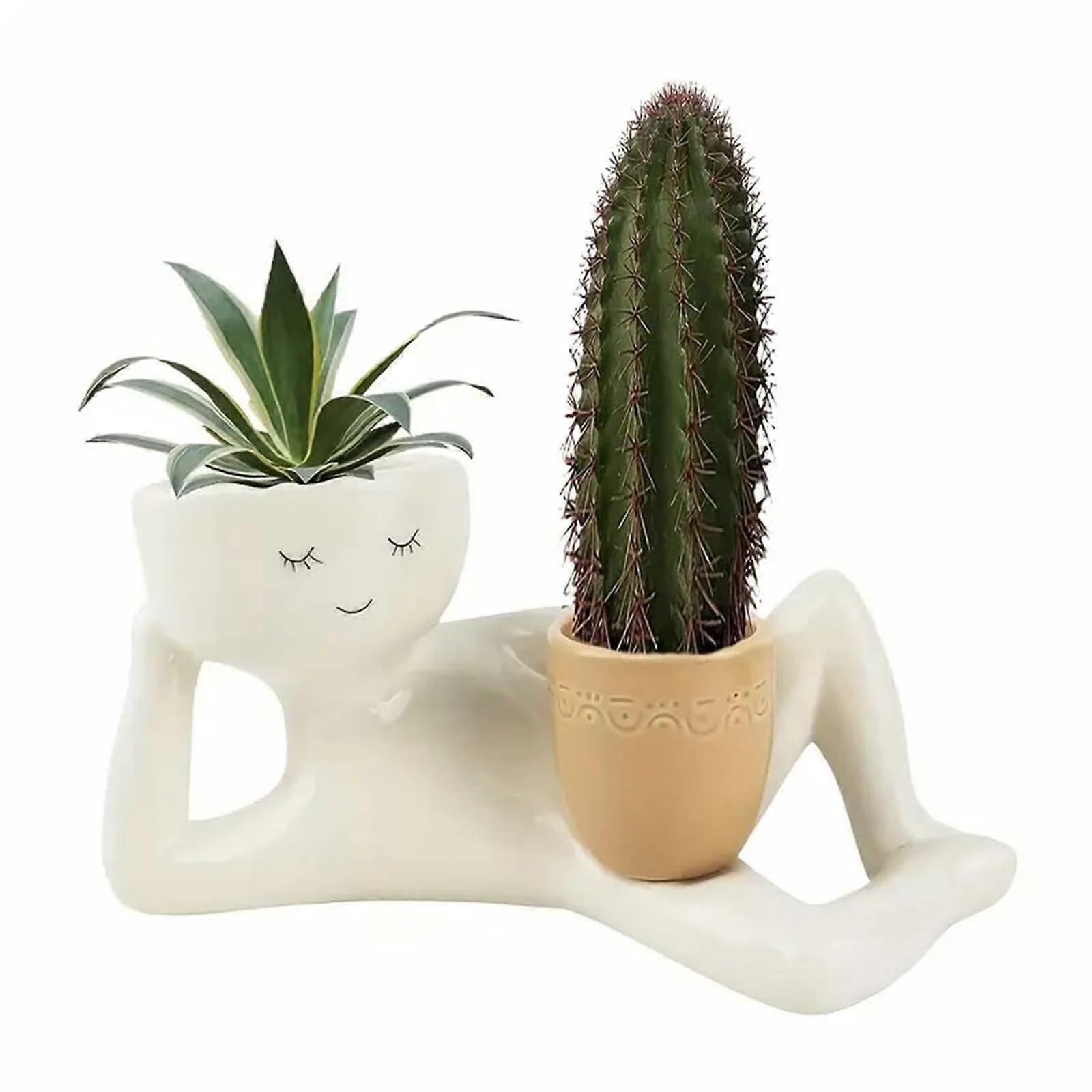Lazy Guy Planter, Funny Planters for Indoor with Plants Drainage Hole Resin Flower Pot