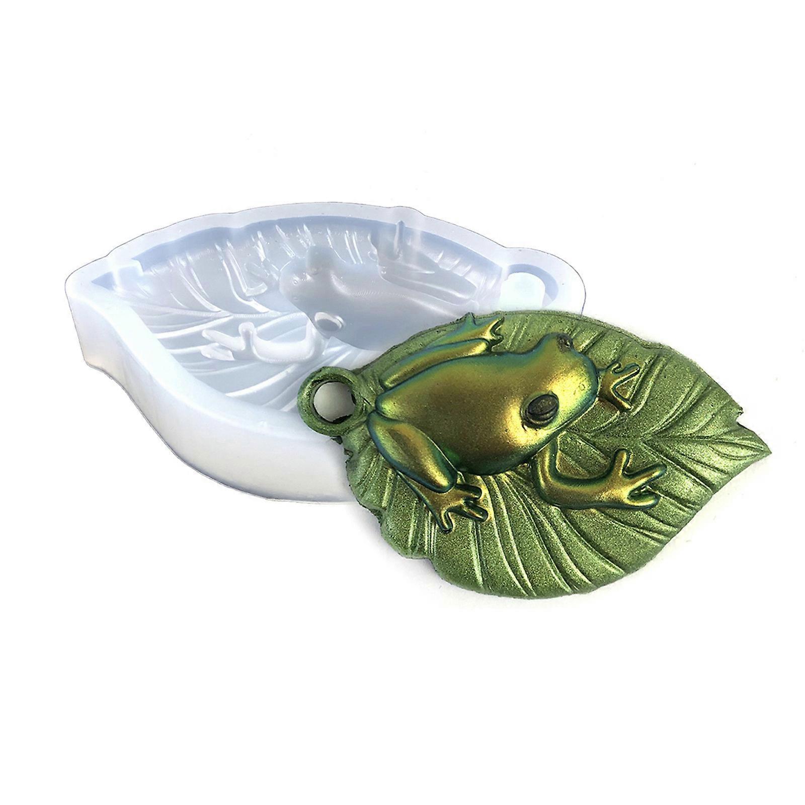 Silicone Decoration Mold Adorable Leaf Frog Shape Mold Keychain Mould Easy to Clean Casting Mould for Keyring Enthusiast Multicolor