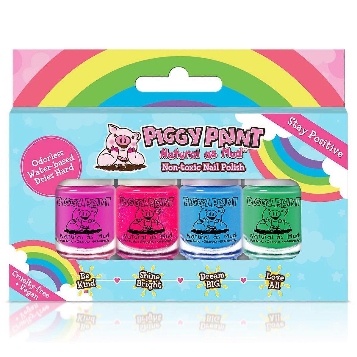 Piggy Paint Nail Polish Set - Stay Positive Rainbow - 0.48 Fl Oz/4pk