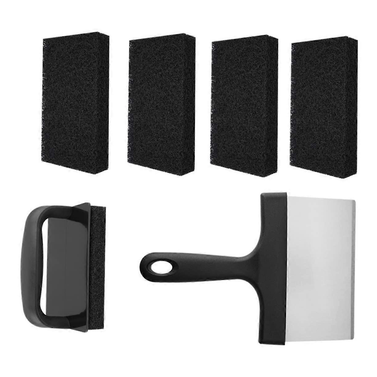 Cleaning Brush Set Grill Plate Cleaning Set 6Piece Cleaning Tools Spatula and Additional Pads