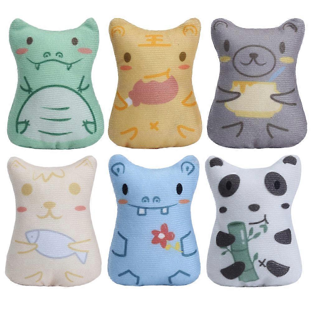 6 Pcs Cat Chew Toy with Catnip Interactive -shaped Plush Toys for Cat