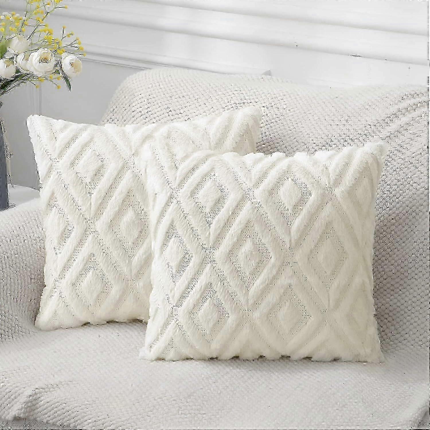 Soft artificial fur pillowcase 20x20 - plush short wool velvet decorative pillowcase - suitable for various brands - living room sofa pillow