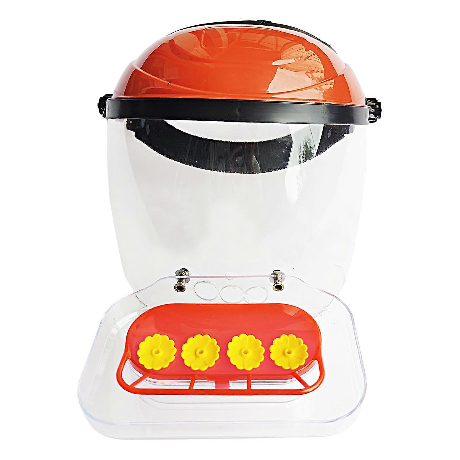 Four Feeding Openings Clear Glass Feeder, Adjustable Head Strap Hands-Free Face Shield For Camping