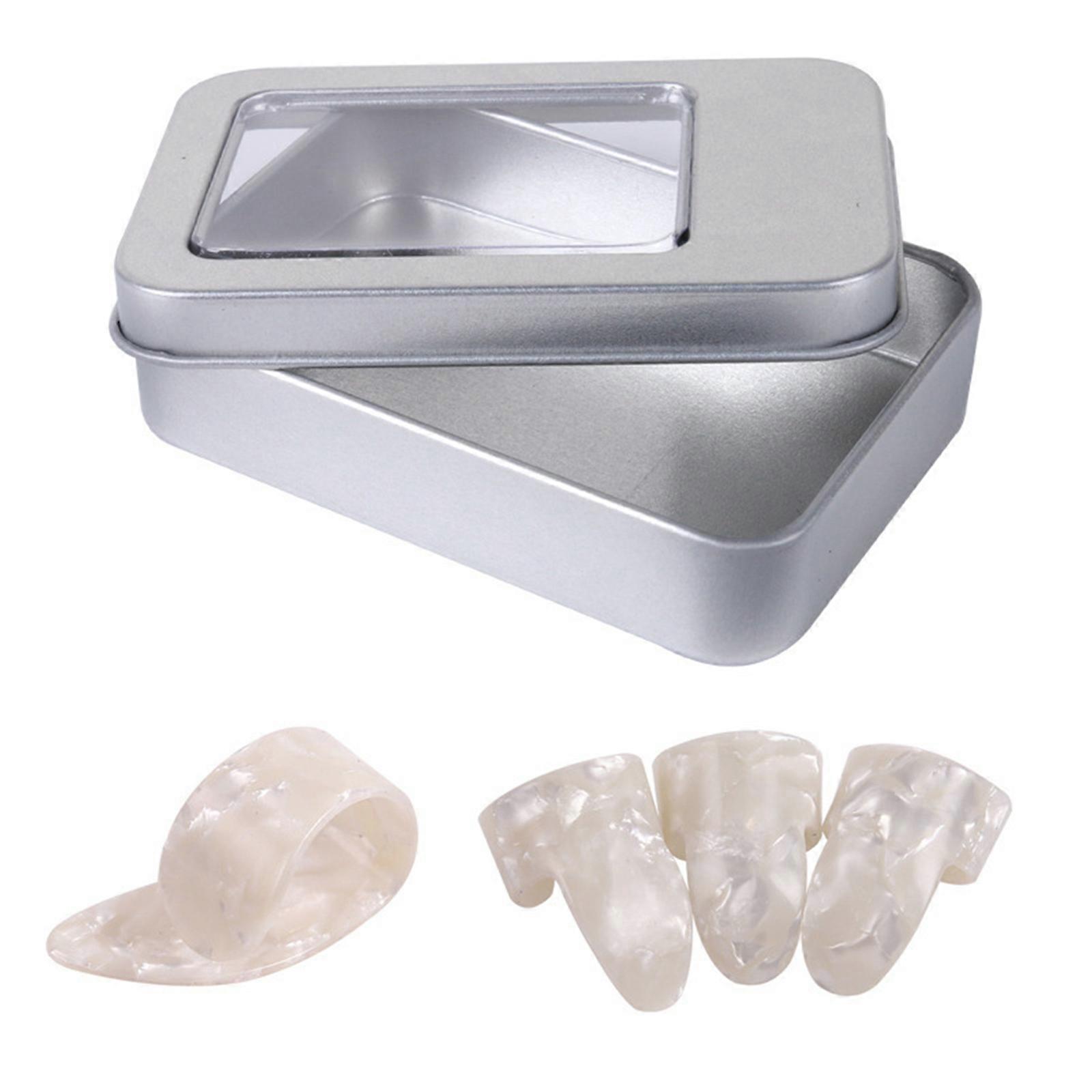 4Pcs guitare pouce doigts médiators Plectrum médiators plats médiators de guitare mandoline banjo pouce doigts médiators durable blanc