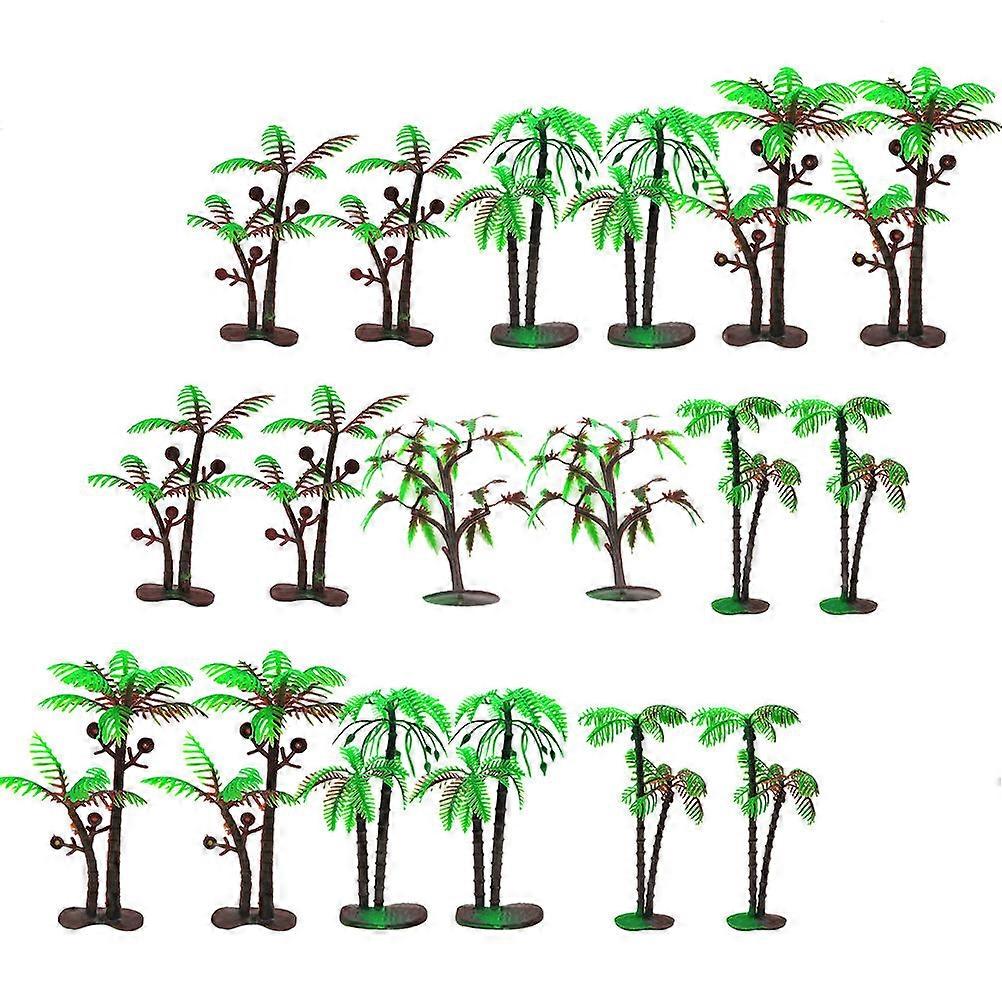 Artificial Canarium Tree Simulated Coconut Trees Landscape Decoration Fish Tank Decorations Green 7cm 60Pcs