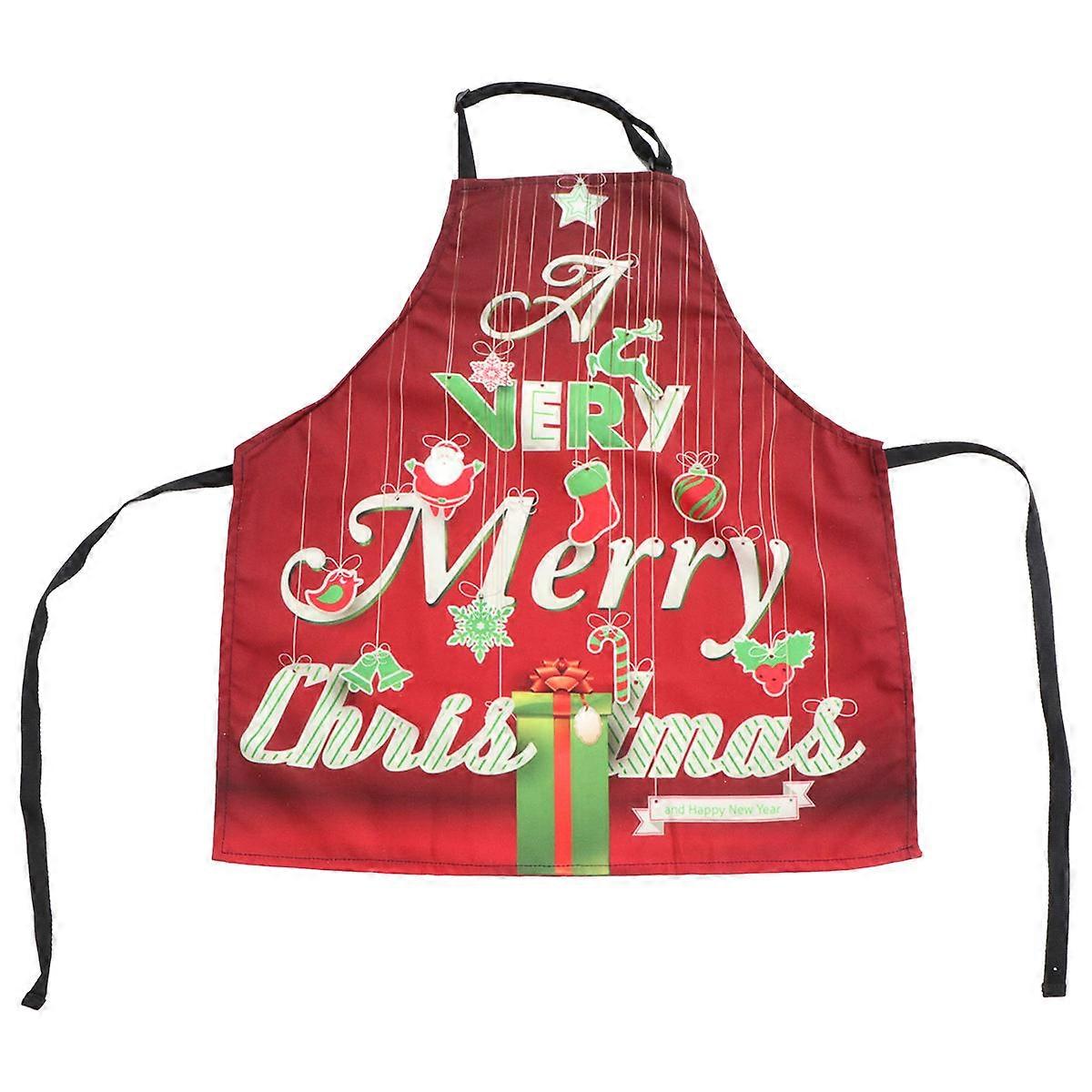 Cooking Apron Christmas Theme Practical Kitchen Supplies Red 80X73CM 1Set