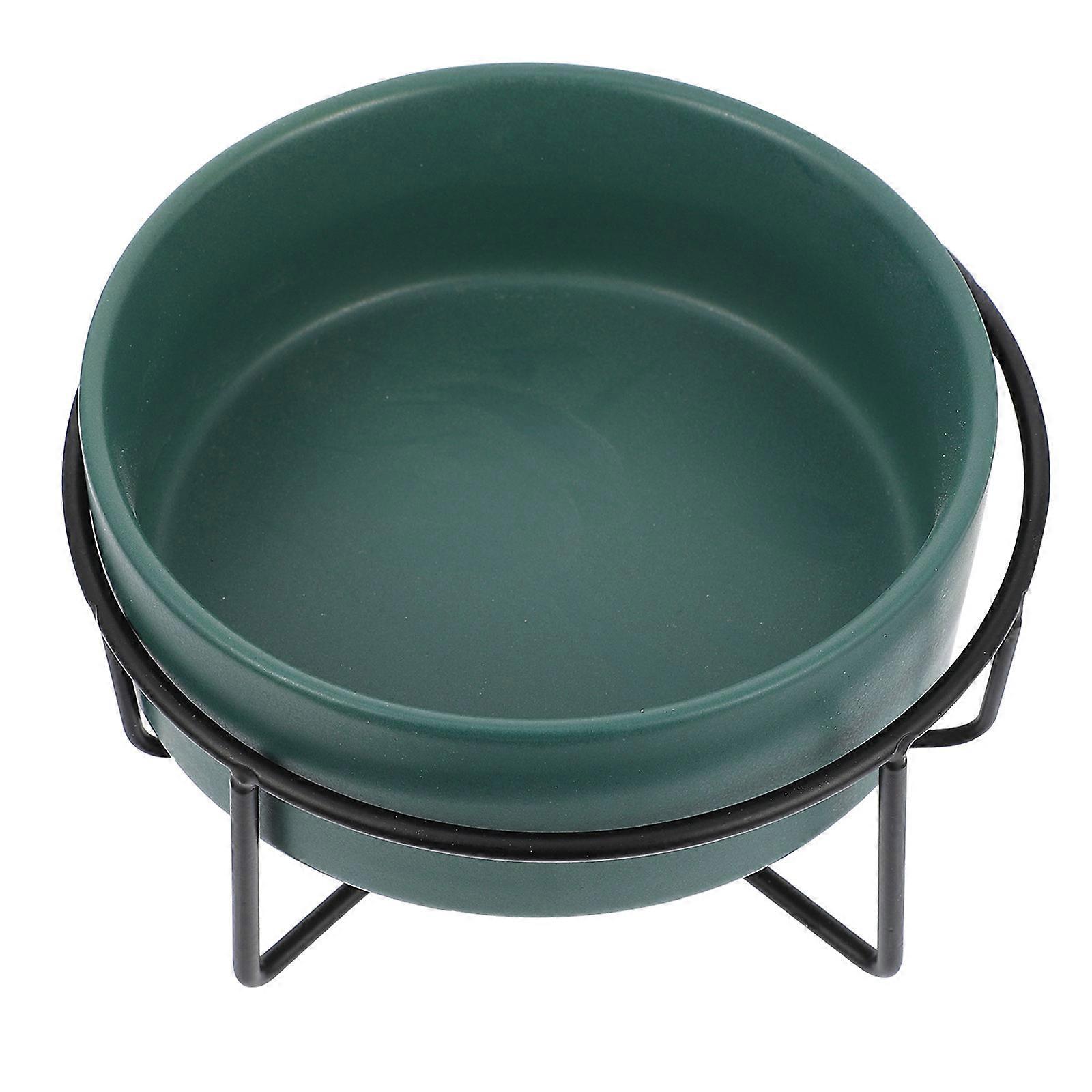 Pet Accessories Ceramic Pet Bowl with Stand for Mealtime Black Iron Material 14X14X7.5CM 1 Set