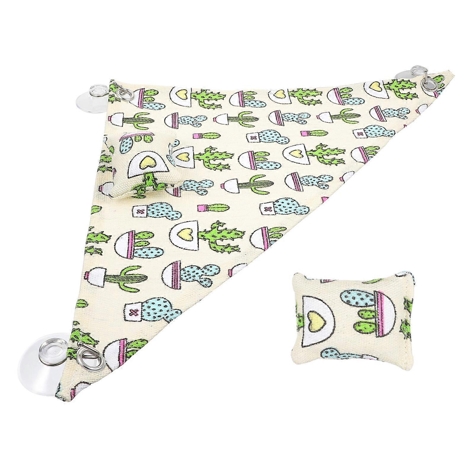 Lizard Hanging Bed Reptile Canvas Hammock Resting Triangular Shape Beige Color 1Set