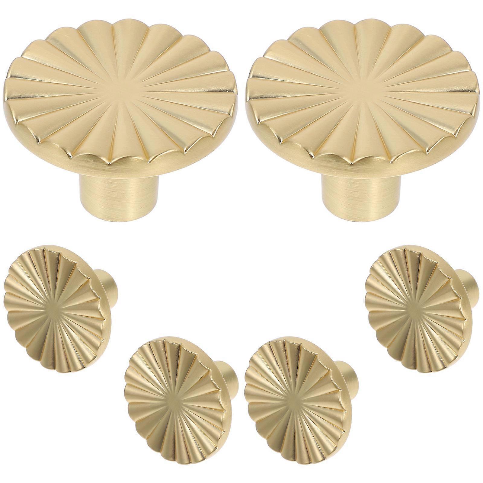 Golden Zinc Alloy Cabinet Knobs 6Pcs for Vintage Handles