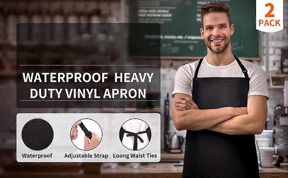 2PCS Work Aprons Green Color PVC Multifunctional Butcher Apron for Cleaning Dishwashing