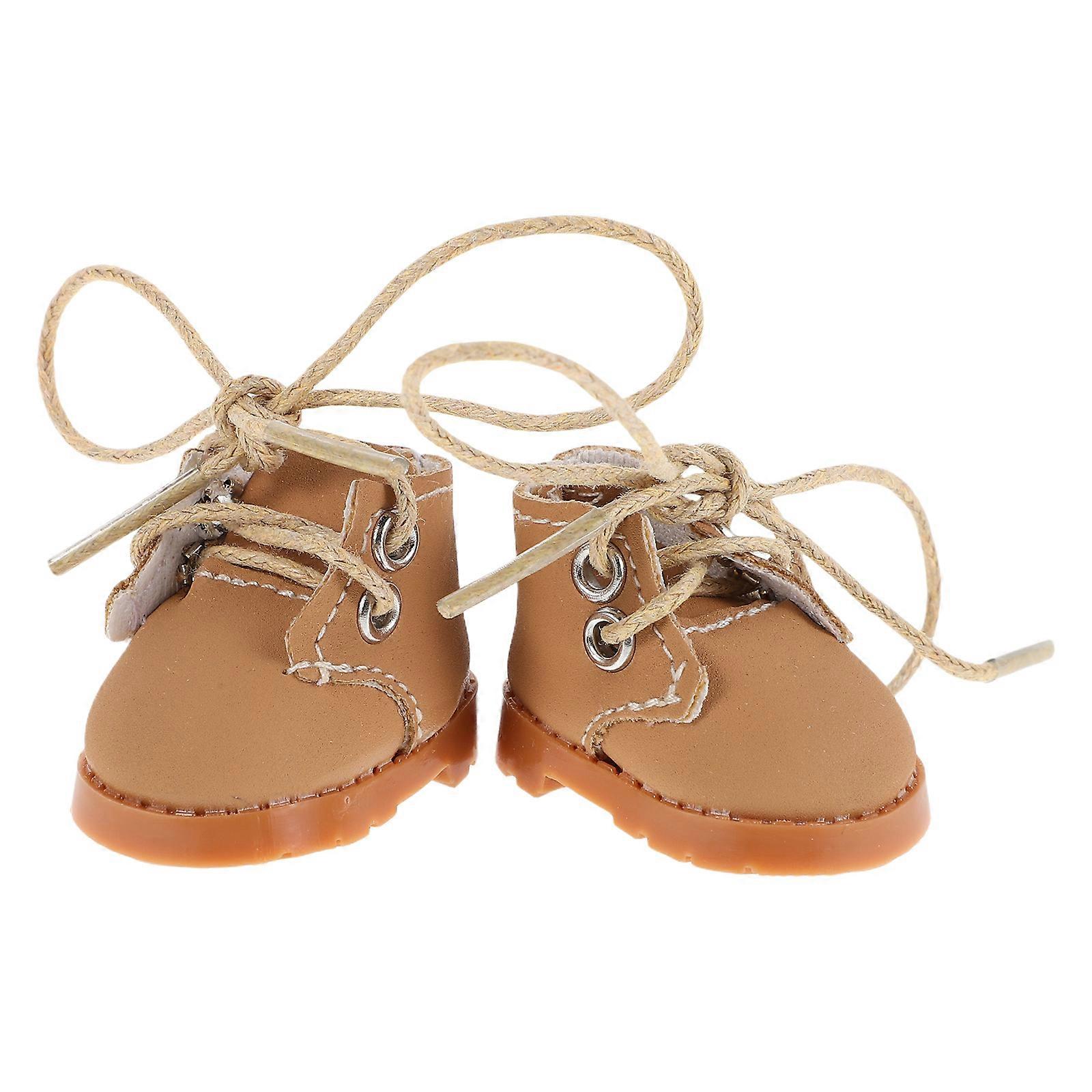 Dolls Shoes with Adjustable Laces for Playset Accessories and Doll Displays Light Brown 3.80X2.50X2.20CM 1 Pair
